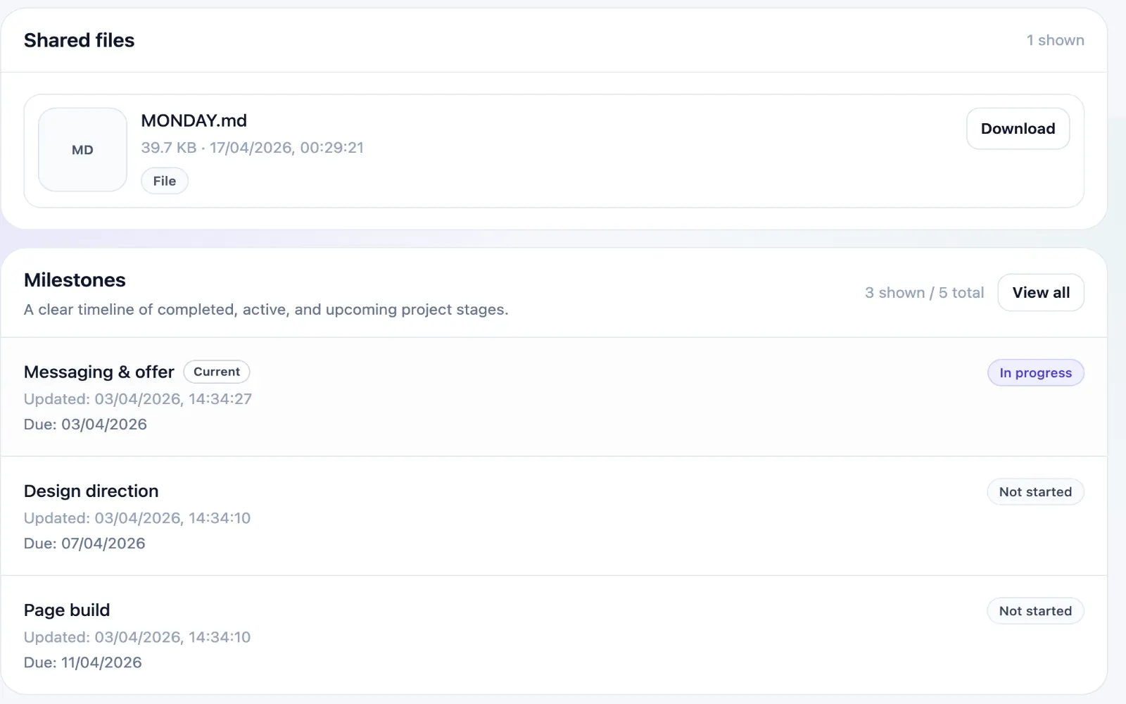 Public project page three